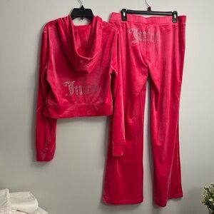 Juicy Couture Pink Velour Jacket and Pants Set
